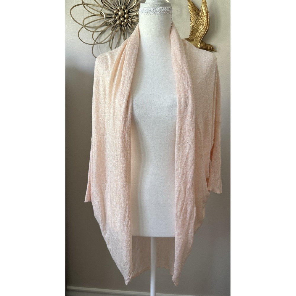 Eileen Fisher‎ NWOT M Peach Tencel Merino Wool Cocoon Open Front Cardigan